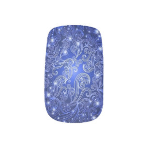Celestial Blue Swirls & Stars Nail Wraps