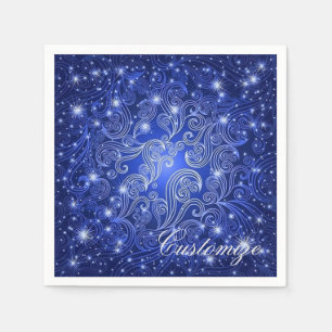 Celestial Blue Swirls & Stars Napkins