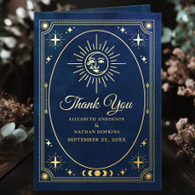 Celestial Blue Tarot Wedding Photo Thank You