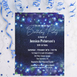 Celestial Blue Twinkle Lights 50th Birthday Party Invitation<br><div class="desc">Immerse yourself in the magic of the night sky with our fully customizable birthday party invitation. Perfect for celebrating a milestone like 50th birthday, this invitation captures the enchantment of a starlit evening. The design captures the beauty of a starry night sky, filled with bright, twinkling stars scattered across a...</div>
