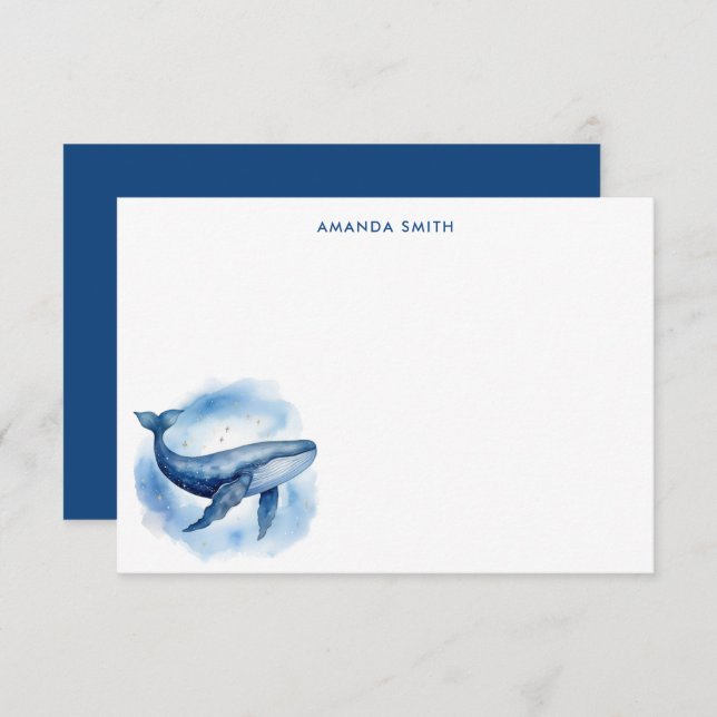 Celestial Blue Whale Note Card (Front/Back)