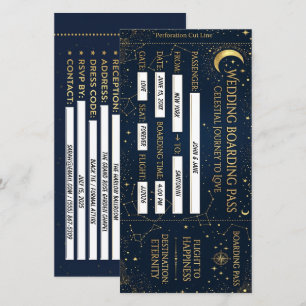 Celestial Boarding Pass Save the Date Wedding Card