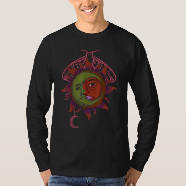 Celestial Bodies Universe Astronomy Boho Sun Moon  T-Shirt (Front)