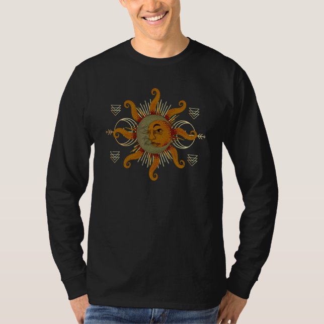 Celestial Body Crescent Moon Sun Astronomy Boho As T-Shirt (Front)