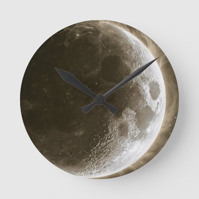 Celestial Body l -- Moon Wall Art Round Clock (Front)