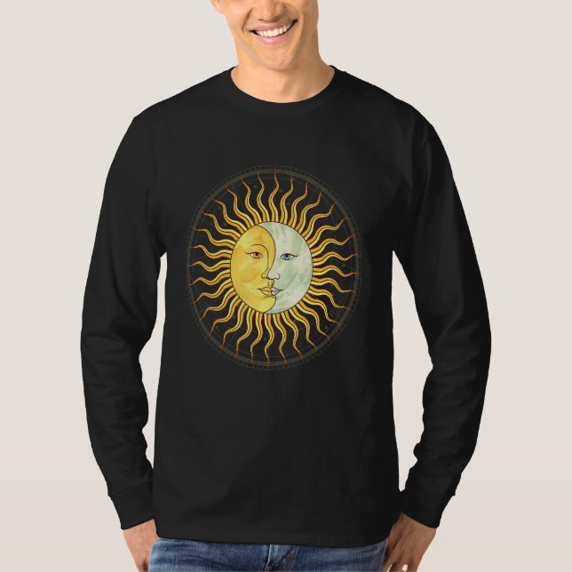 Celestial Body Sun Crescent Moon Boho Aesthetic As T-Shirt (Front)
