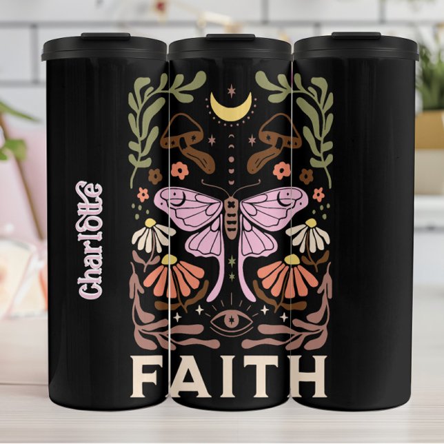 Celestial Boho Butterfly Faith Graphic Thermal Tumbler (Creator Uploaded)