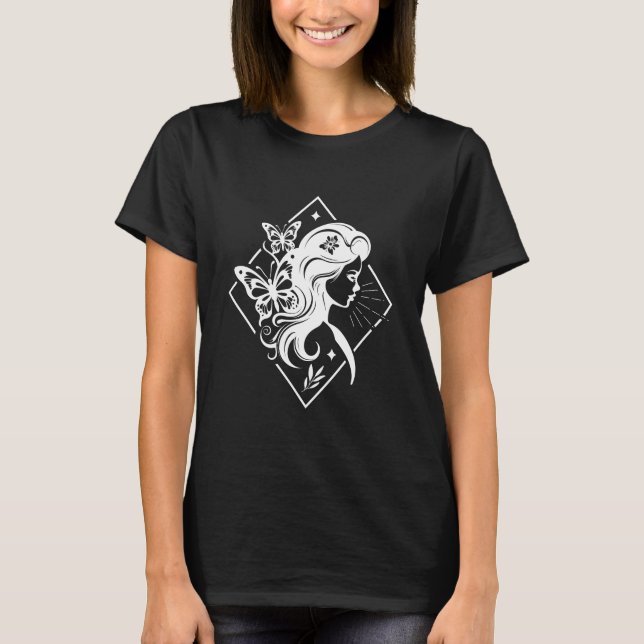 Celestial Boho Butterfly Girl T-Shirt (Front)