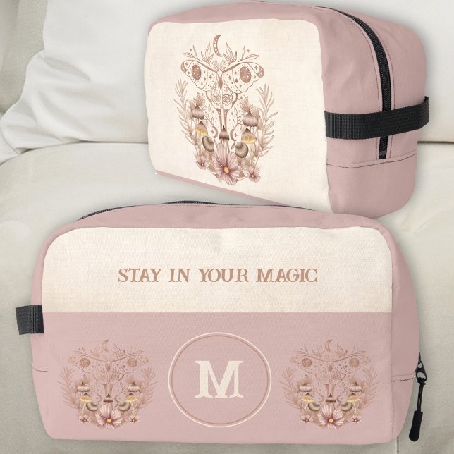 Celestial Boho Moth Mushrooms Monogram Name Dopp Kit (Celestial Boho Moth Mushrooms Monogram Name Dopp Kit)