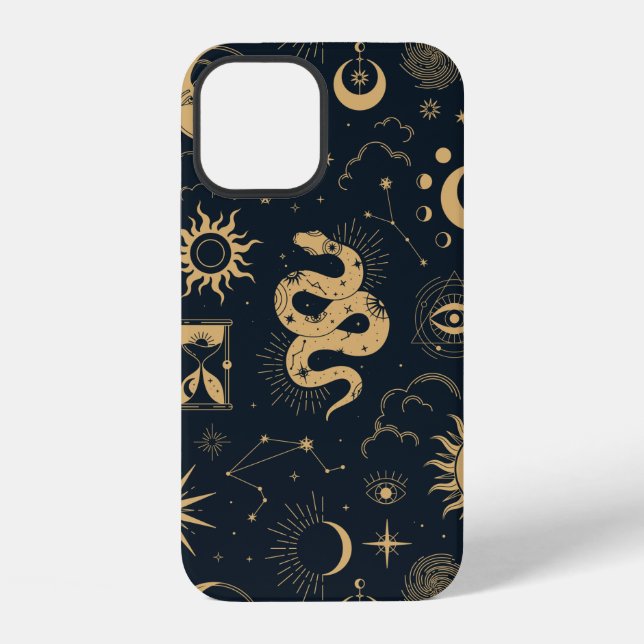 Celestial boho seamless pattern  iphone case (Back)