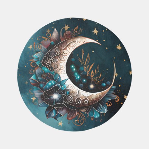 Celestial Boho Starry Night Round Rug