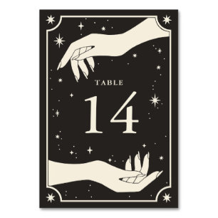 Celestial Boho Tarot Hands Wedding Table Number