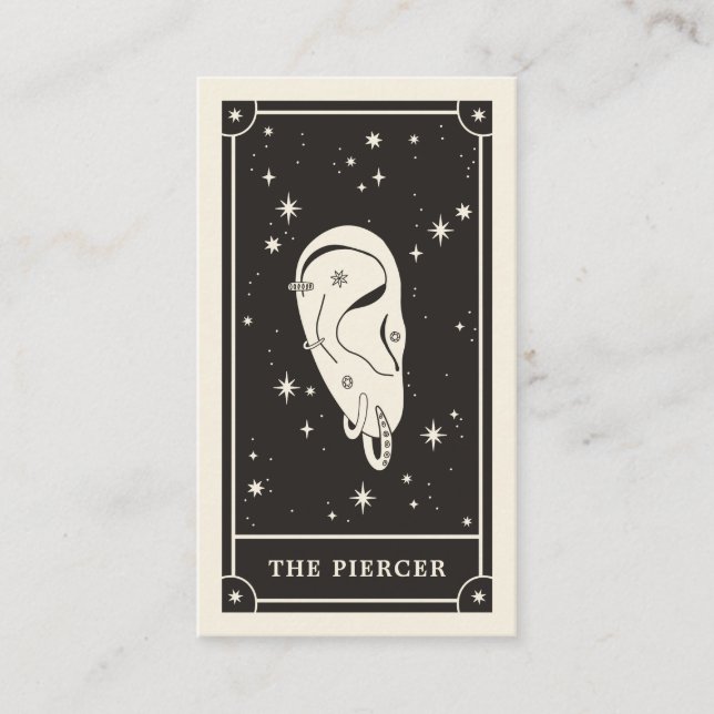 Celestial Boho Tarot piercer business card (Front)