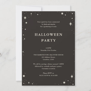 Celestial Boho Tarot Star Black Halloween Invitation