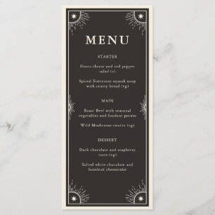 Celestial boho Tarot Stars wedding dinner menu
