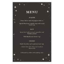 Celestial boho tarot wedding menu 