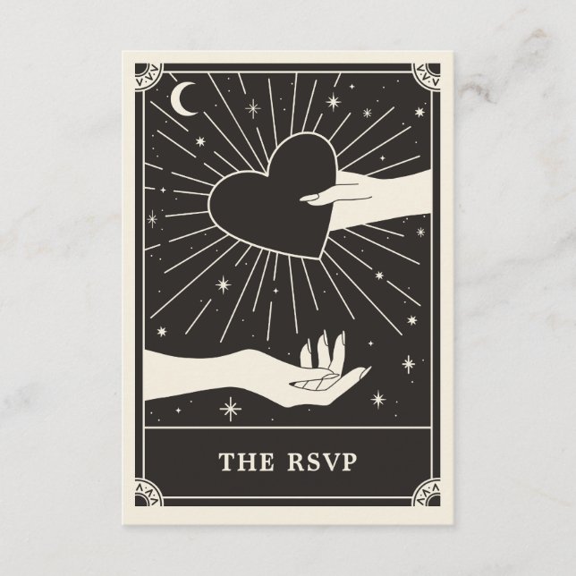 Celestial Boho Tarot Wedding RSVP Card (Front)