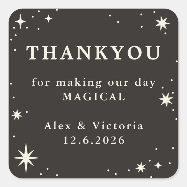 Celestial boho wedding favor thank you sticker (Front)