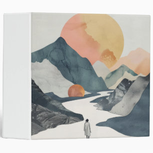 Celestial Boho Woman Golden Coral Mountain Journey 3 Ring Binder