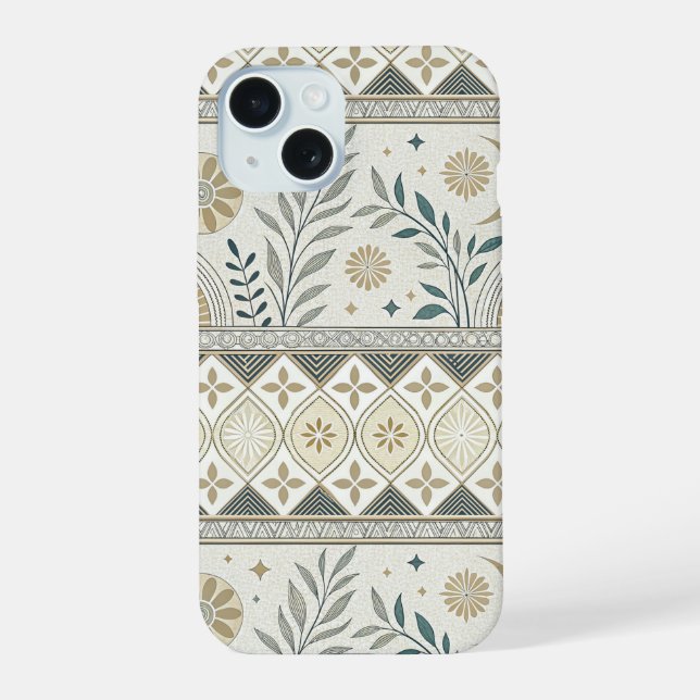 Celestial Botanical Folk Art Seamless Pattern Iphone Case (Back)