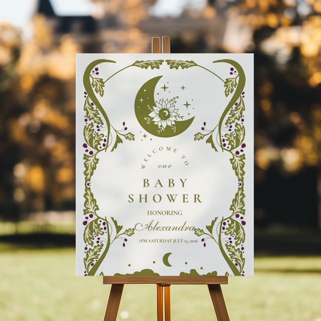 Celestial Botanical Moon Baby Shower Foam Board (Creator Uploaded)