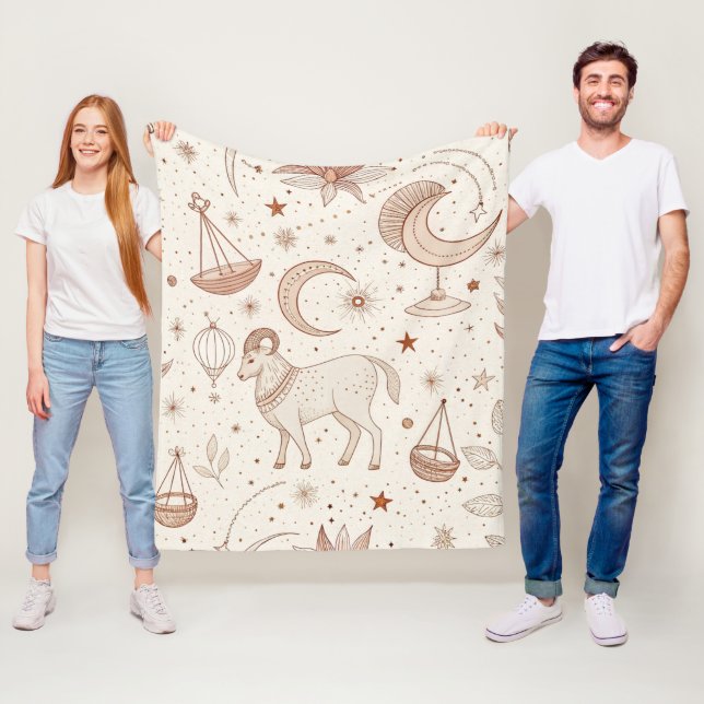 Celestial Botanical Pattern (1) Fleece Blanket (In Situ)