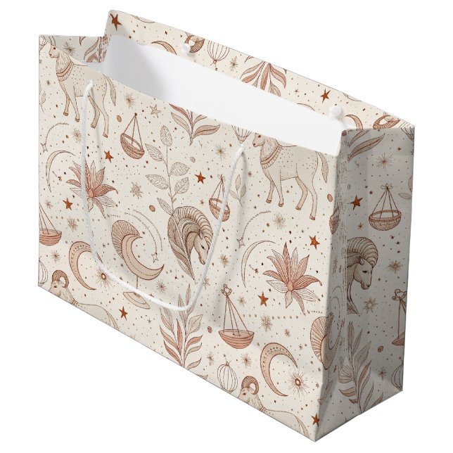 Celestial Botanical Pattern (1) Large Gift Bag (Front Angled)