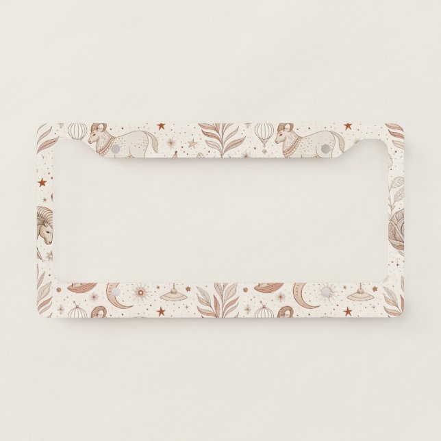 Celestial Botanical Pattern (1) License Plate Frame (Front)