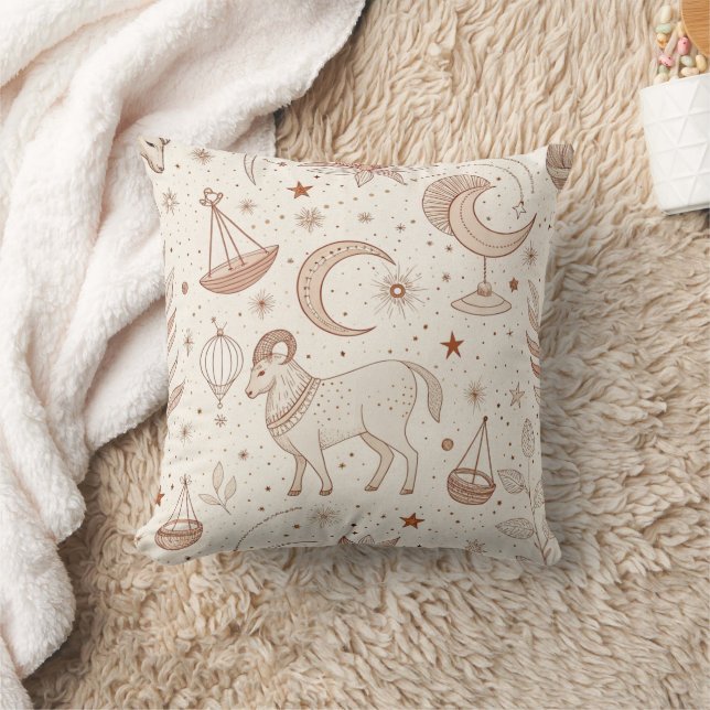 Celestial Botanical Pattern (1) Throw Pillow (Blanket)