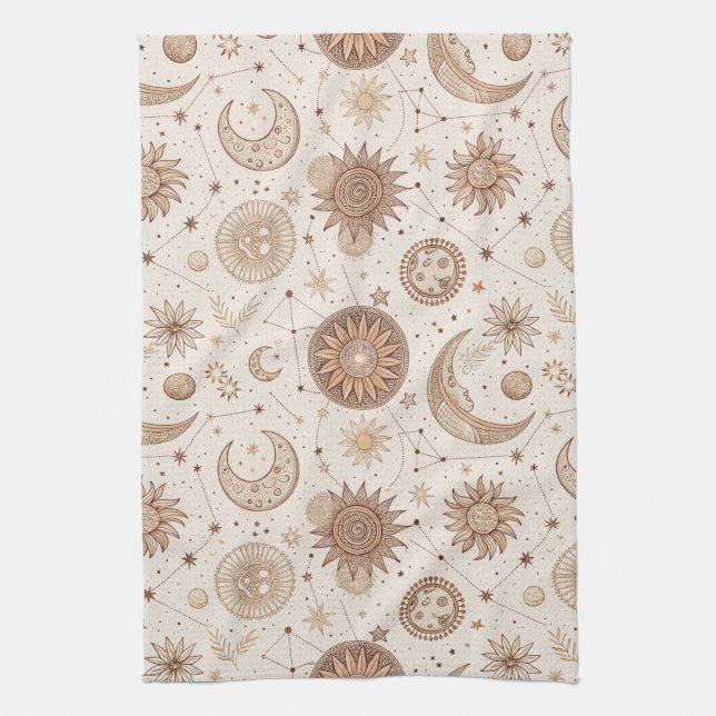 Celestial Botanical Pattern (2) Kitchen Towel (Vertical)