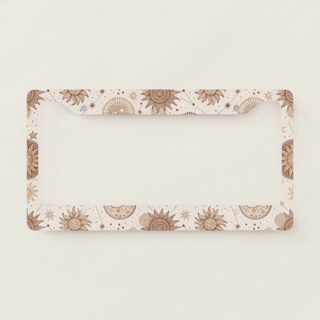 Celestial Botanical Pattern (2) License Plate Frame (Front)