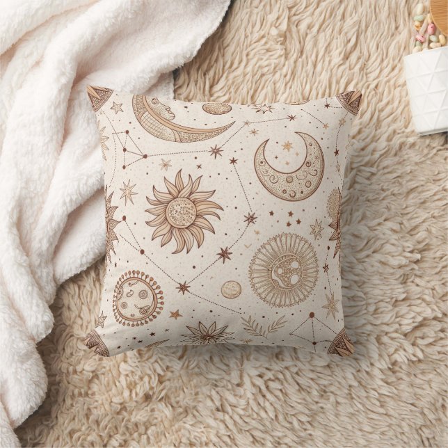 Celestial Botanical Pattern (2) Throw Pillow (Blanket)