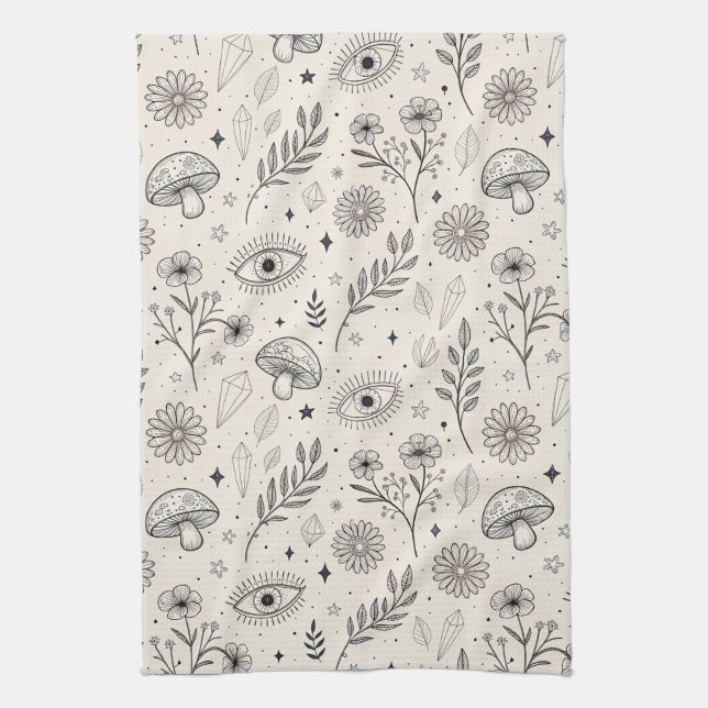 Celestial Botanical Pattern (3) Kitchen Towel (Vertical)