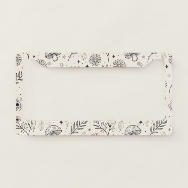 Celestial Botanical Pattern (3) License Plate Frame (Front)