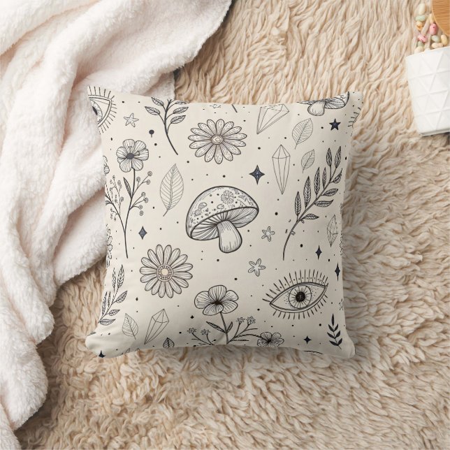 Celestial Botanical Pattern (3) Throw Pillow (Blanket)