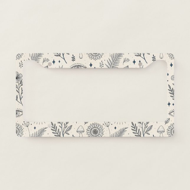 Celestial Botanical Pattern (4) License Plate Frame (Front)
