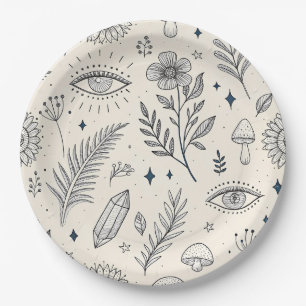 Celestial Botanical Pattern (4) Paper Plates