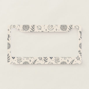 Celestial Botanical Pattern (5) License Plate Frame