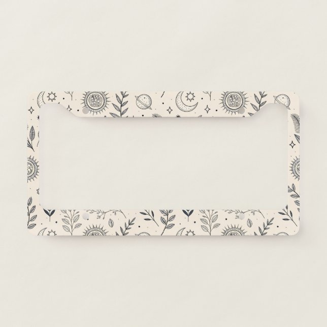 Celestial Botanical Pattern (5) License Plate Frame (Front)