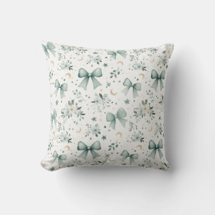 Celestial Bows & Botanical Blooms Throw Pillow