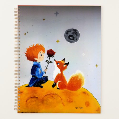 Celestial Boy, Fox and Rose Illustration Art Print Planner