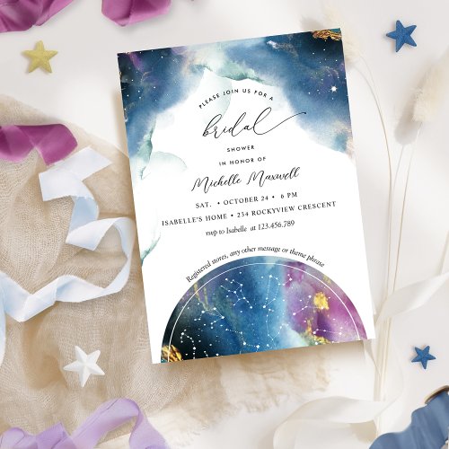 Celestial Bridal Shower Constellations and Stars Invitation