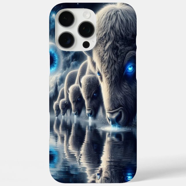 Celestial Buffaloes in Mystical Starry Landscape Case-Mate iPhone Case (Back)