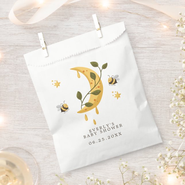 Celestial Bumblebee Moon Bee Baby Shower Favor Bag (Clipped)