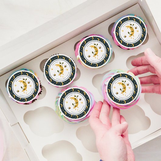 Celestial Bumblebee Moon Honey Baby Shower Edible Frosting Rounds