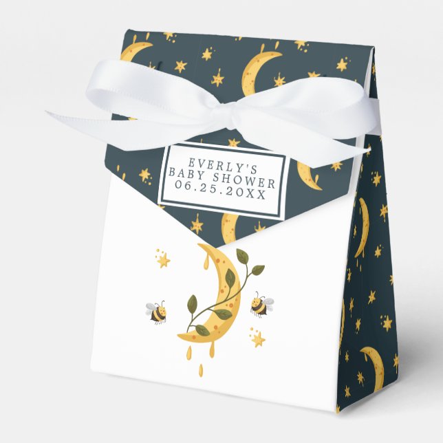 Celestial Bumblebee Moon Honey Baby Shower Favor Boxes (Front Side)