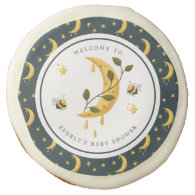Celestial Bumblebee Moon Honey Baby Shower Sugar Cookie