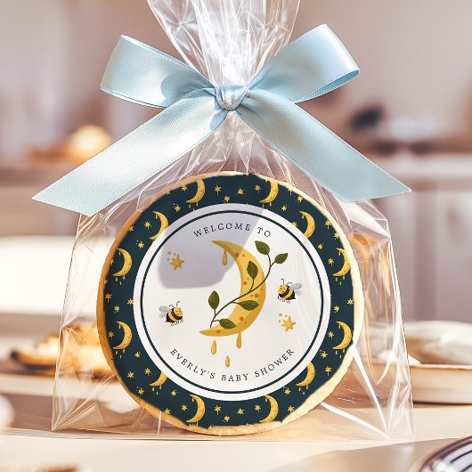 Celestial Bumblebee Moon Honey Baby Shower Sugar Cookie