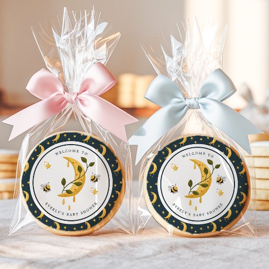 Celestial Bumblebee Moon Honey Baby Shower Sugar Cookie