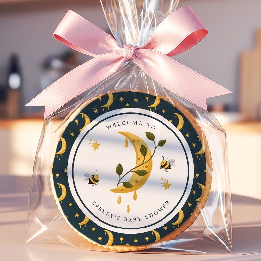 Celestial Bumblebee Moon Honey Baby Shower Sugar Cookie